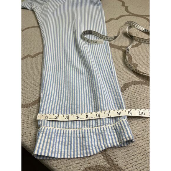 GAP blue white seersucker pajama set, poplin pant & sleep shirt, size large - Picture 5 of 14